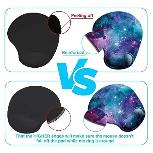 Ergonomic Mouse Pad with Wrist Support,Mouse Pads with Non-Slip PU Base for Home Office Working Studying Easy Typing & Pain Relief Blue Nebula - 3