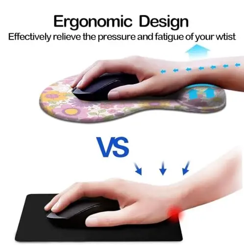 Ergonomic Mouse Pad with Wrist Support and Coaster,Mouse Pads with Non-Slip PU Base for Home Office Working Studying Easy Typing & Pain Relief Daisy Blossom - DOOKE (1)