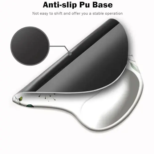 Ergonomic Mouse Pad with Wrist Support and Coaster,Mouse Pads with Non-Slip PU Base for Home Office Working Studying Easy Typing & Pain Relief Watercolor Leaves - 3