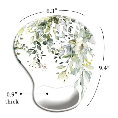 Ergonomic Mouse Pad with Wrist Support and Coaster,Mouse Pads with Non-Slip PU Base for Home Office Working Studying Easy Typing & Pain Relief Watercolor Leaves - 5