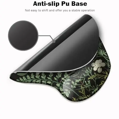 Ergonomic Mouse Pad with Wrist Support and Coaster,Mouse Pads with Non-Slip PU Base for Home Office Working Studying Easy Typing & Pain Relief Botanical Flowers - 3