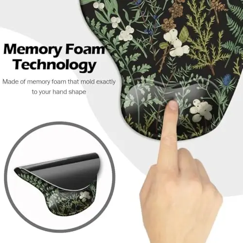 Ergonomic Mouse Pad with Wrist Support and Coaster,Mouse Pads with Non-Slip PU Base for Home Office Working Studying Easy Typing & Pain Relief Botanical Flowers - 4