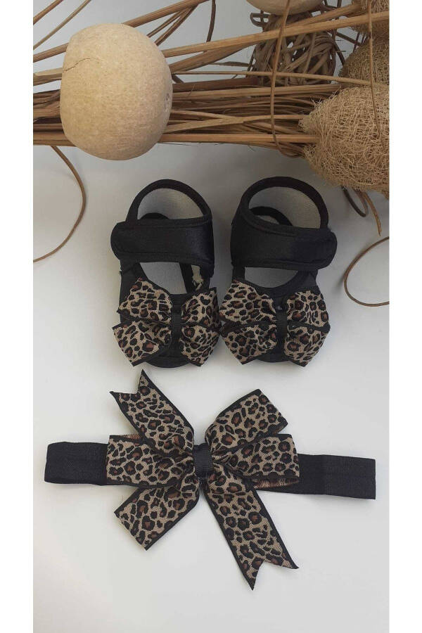 Bilgetrend Leopard Print Baby Booties and Bandana Set Baby Shoes Bandana Set - 4