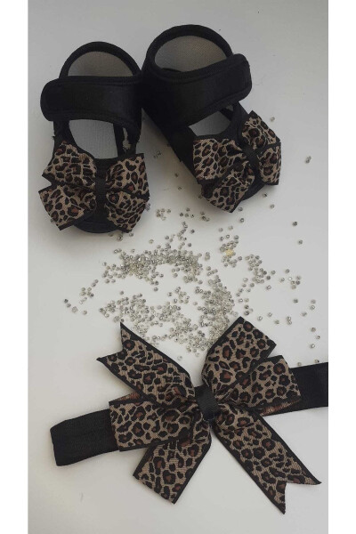 Bilgetrend Leopard Print Baby Booties and Bandana Set Baby Shoes Bandana Set - 5