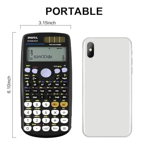 Scientific Calculators, IPepul Math Calculator with 417 Function, Solar Battery Power and 4-Lines Display, School Supplies for Middle High College Students Teachers (Black 991ES) - 6