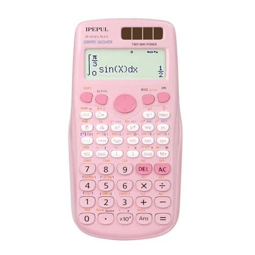 Scientific Calculators, IPepul Pink Math Calculator with 417 Function, Solar Battery Power and 4-Line Display, School Supplies for Middle High College Students Teachers (Pink 991ES Plus) - iPepul