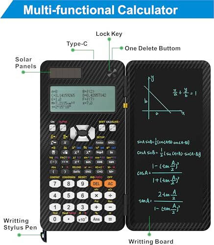 iPepul Scientific Calculators, Type-C Rechargeable Desktop Math Solar Calculator with 552 Functions & Notepad, School Supplies for Middle High School & College Students, 991EX (Black) - 5