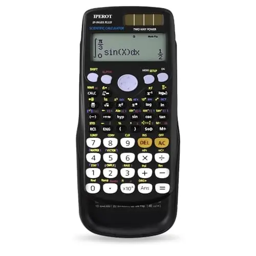 Scientific Calculators, IPEROT Black Math Calculator with 417 Function, Solar Battery Power and 4-Line Display, School Supplies for Middle High College Students Teachers (Black 991ES) 