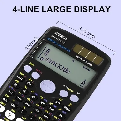 Bilimsel Hesap Makineleri, IPEROT Siyah Matematik Hesap Makinesi 417 Fonksiyonlu, Güneş Pilli ve 4 Satırlı Ekranlı, Orta Lise Üniversite Öğrencileri Öğretmenleri için Okul Malzemeleri (Siyah 991ES) - IPEROT (1)
