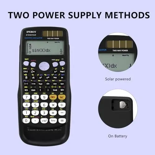Bilimsel Hesap Makineleri, IPEROT Siyah Matematik Hesap Makinesi 417 Fonksiyonlu, Güneş Pilli ve 4 Satırlı Ekranlı, Orta Lise Üniversite Öğrencileri Öğretmenleri için Okul Malzemeleri (Siyah 991ES) - 3