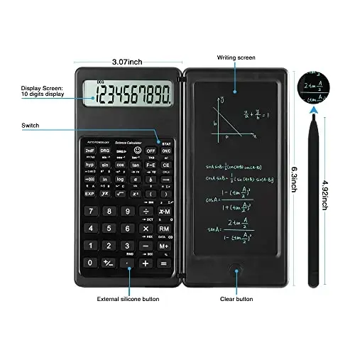 Scientific Calculators, Calculator for School, 10-Digit Large Screen Calculadora Cientifica, Scientific Calculator with Notepad, Math Calculator for Middle High School Supplies & College (Black) - 3
