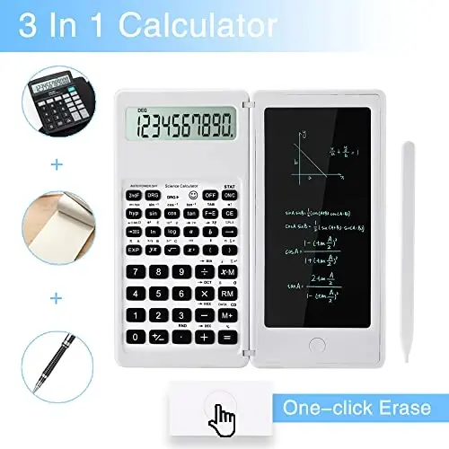 Scientific Calculators, LveSunny Calculator for School, 10-Digit Large Screen Scientific Calculator with Notepad, Math Calculator for Middle High School Supplies & College (White) - 2