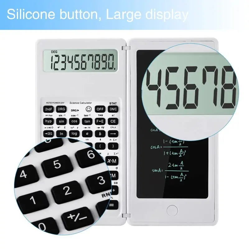 Scientific Calculators, LveSunny Calculator for School, 10-Digit Large Screen Scientific Calculator with Notepad, Math Calculator for Middle High School Supplies & College (White) - 4