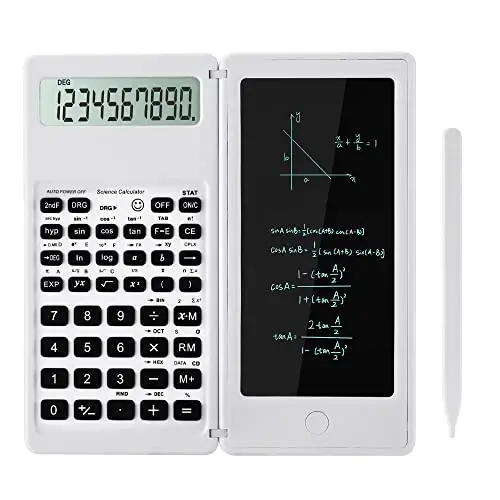 Scientific Calculators, LveSunny Calculator for School, 10-Digit Large Screen Scientific Calculator with Notepad, Math Calculator for Middle High School Supplies & College (White) 