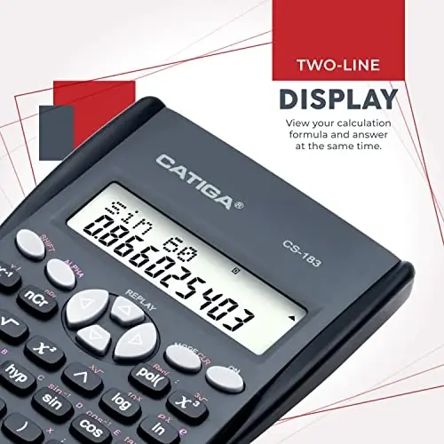 Scientific Calculator 2 Line - for Math (Algebra and Trigonometry), Science, Statistics, Engineering, Physics, Business Class, Over 200 Functions, with Memory and Replay Function - 2