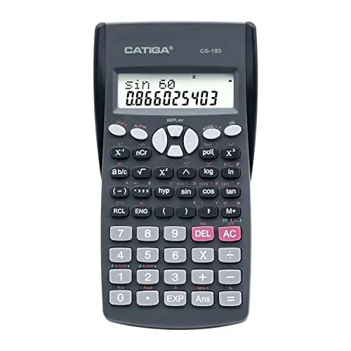 Scientific Calculator 2 Line - for Math (Algebra and Trigonometry), Science, Statistics, Engineering, Physics, Business Class, Over 200 Functions, with Memory and Replay Function - CATIGA