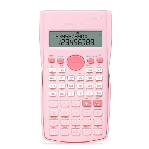 deli Pink Scientific Calculator, 2 Line Cute Calculator Scientific Math Calculator for Students Algebra Geometry Basic Caculator for Middle and High School Students College School Supplies, Small - Deli