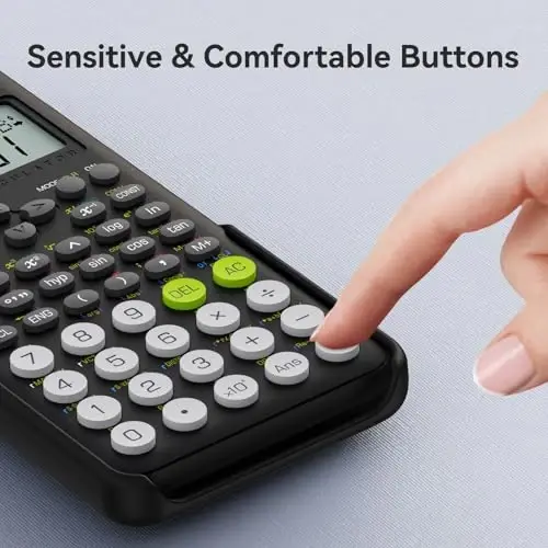 Scientific Calculator School Supplies, ROATEE 991MS 401 Functions 2-Line Display Desktop Calculator with Sliding Cover, Solar Battery Dual Power Kawaii for Middle High School Student and Teacher Black - 5