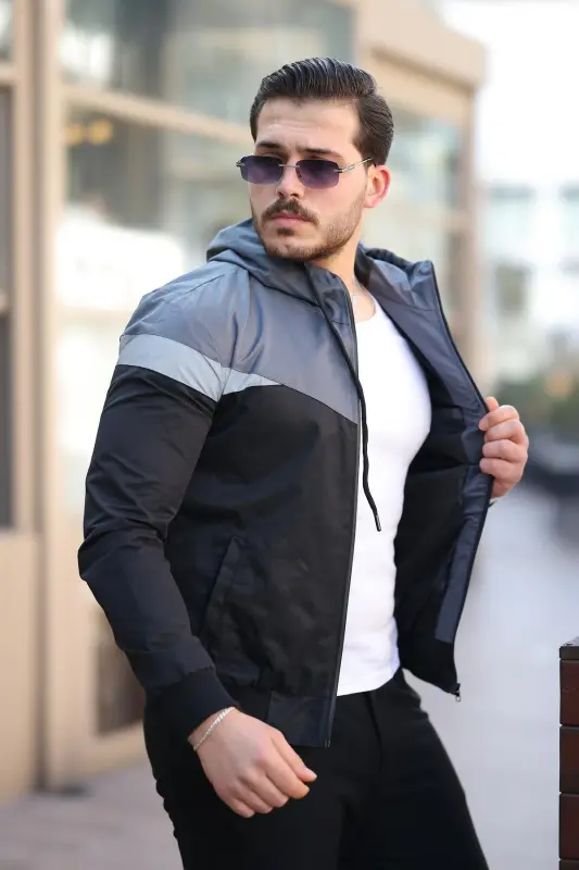 Bill Triangle Patch Hooded Seasonal Jacket 1220-Smoke - 2