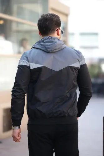 Bill Triangle Patch Hooded Seasonal Jacket 1220-Smoke - 3