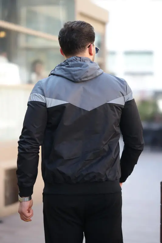 Bill Triangle Patch Hooded Seasonal Jacket 1220-Smoke - 3