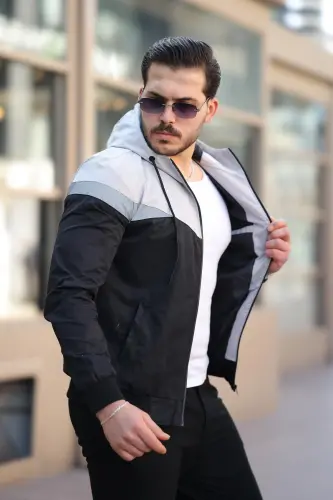 Bill Triangle Patch Hoodie Seasonal Jacket 1220-GRAY - 2