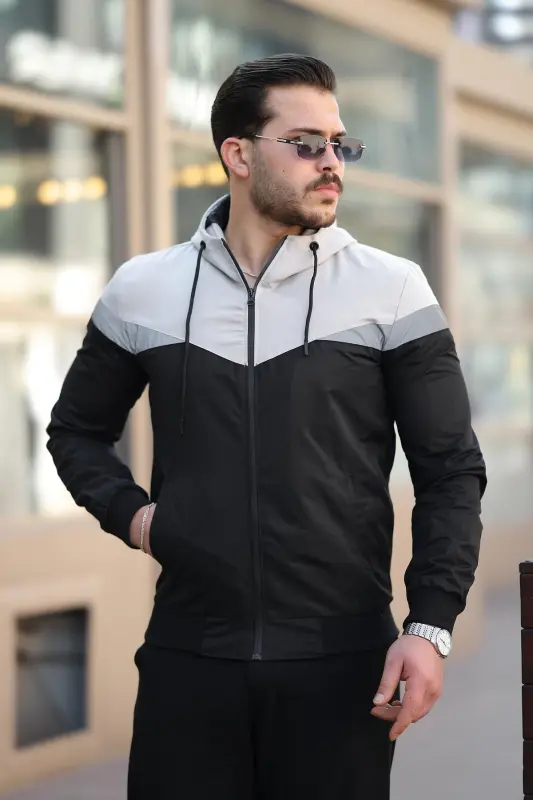 Bill Triangle Patch Hoodie Seasonal Jacket 1220-GRAY - 5