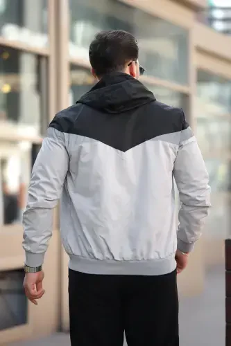 Bill Üçgen Parçalı Kapşonlu Mevsimlik Mont 1220-SİYAH - 3