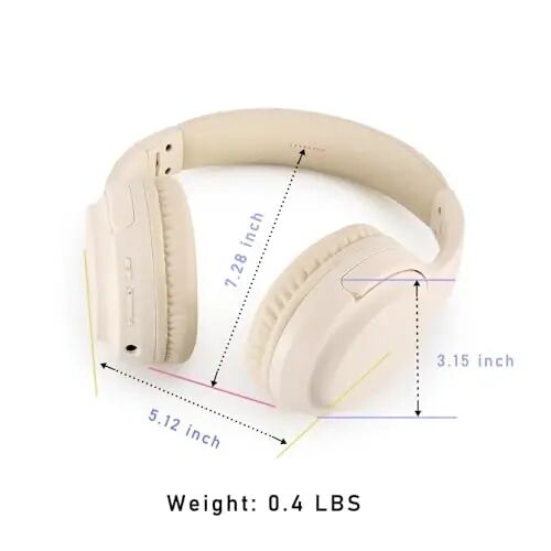Bingozones SN-A2 Headphones Wireless Bluetooth with Mic,Lightweight On Ear Headphone, Bluetooth 5.3, 20H+ Playtime,Portable Wired and Wireless Headphones for School, Travel, Gym - Beige - Bingozones (1)
