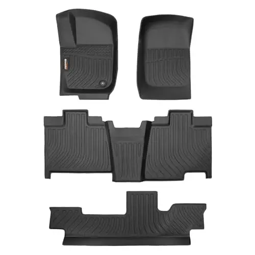 Binmotor-Floor Mats for 2006-2010 Ford Explorer 7 Seats | All Weather Waterproof Heavy Duty TPE Car Floor Liners Explorer Accessories- Black - 1