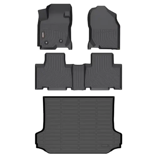 Binmotor-Floor Mats & Cargo Liner for 2006-2012 Toyota RAV4, Includes 1st+2nd+Rear Trunk Mat, All Weather Car Mat for RAV4 Accessories Rubber Mats TPE Cargo Mat 