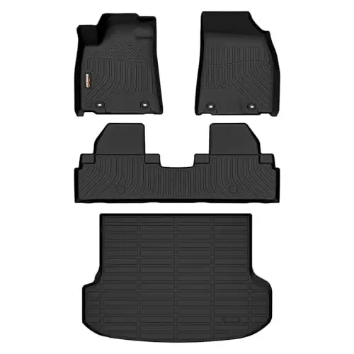 Binmotor-Floor Mats & Cargo Liner for 2010-2015 Lexus RX / RX350 / RX450h, 2 Rows Floor Mats with Cargo Mat Set,TPE Rubber Liners for RX Accessories-Black 