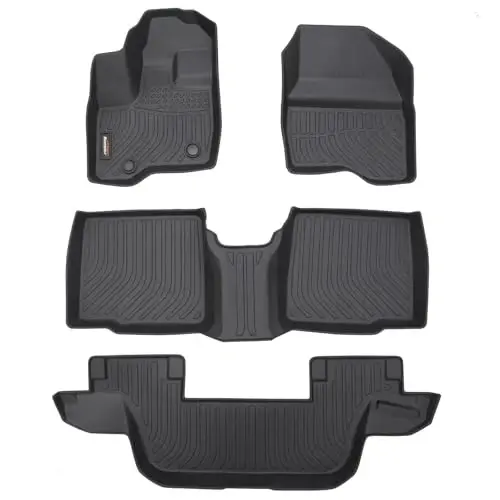 Binmotor-Floor Mats for 2011-2014 Ford Explorer 7 Seats | All Weather Waterproof Heavy Duty TPE Car Floor Liners Explorer Accessories- Black 