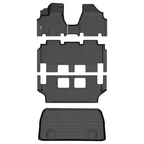 Binmotor-Floor Mats & Cargo Liner for 2011-2017 Honda Odyssey 7/8 Passenger LX/EX/EX-L/SE/Touring, TPE Floor Liners All Weather Car Mats for Odyssey Accessories 