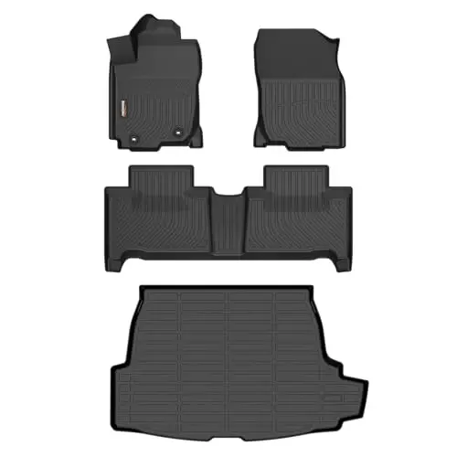Binmotor-Floor Mats & Cargo Liner for 2013-2018 Toyota RAV4 Hybrid, Includes 1st+2nd+Rear Trunk Mat, All Weather Car Mat for RAV4 Accessories Rubber Mats TPE Cargo Mat 