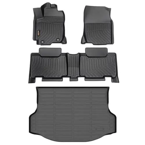 Binmotor-Floor Mats & Cargo Liner for 2013-2018 Toyota RAV4 ((Not for Hybrid or Prime), All Weather Mats Heavy Duty Car Trunk Mat Floor Liners for RAV4 Accessories-Black 