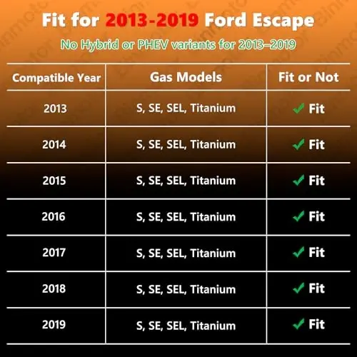 Binmotor-Floor Mats & Cargo Liner Set for 2013-2019 Ford Escape Titanium丨SE丨S丨SEL丨Hybrid, All Weather Car Mats for Ford Escape Accessories, Mats TPE Car Liners Escape Trunk Liner Trunk Mat - 2
