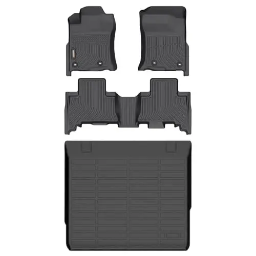 Binmotor-Floor Mats & Cargo Liner for 2013-2024 Toyota 4Runner (Only for 5 Seats), TPE Custom All Weather Car Mats Cargo Trunk Mat for Toyota 4Runner Accessories 