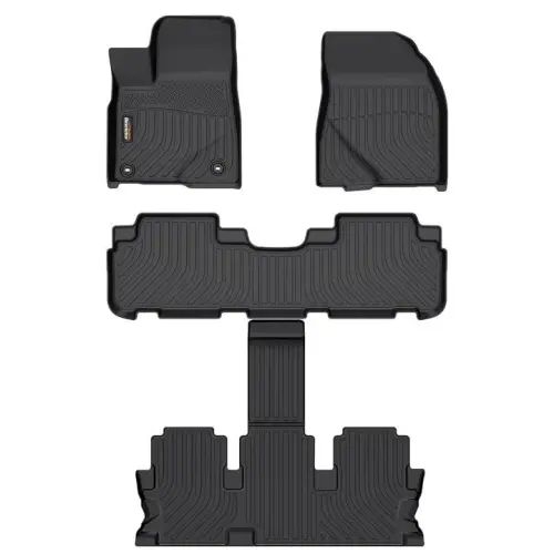 Binmotor-Floor Mats for 2014-2019 Toyota Highlander 7 & 8 Seats, All Weather Protection Heavy Duty Automotive Car Floor Liners, Full Set for Highlander Accessories Car Mats-Black 
