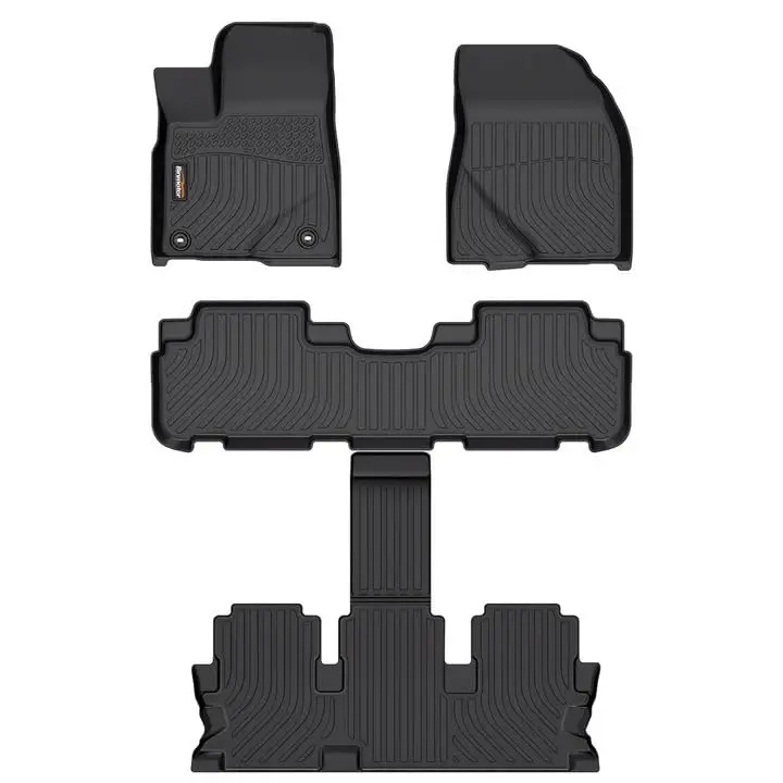 Binmotor-Floor Mats for 2014-2019 Toyota Highlander 7 & 8 Seats, All Weather Protection Heavy Duty Automotive Car Floor Liners, Full Set for Highlander Accessories Car Mats-Black - 1