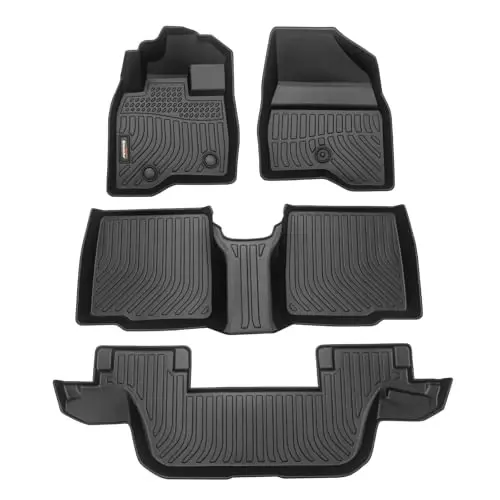 Binmotor-Floor Mats for 2015-2019 Ford Explorer 7 Seats | All Weather Waterproof Heavy Duty TPE Car Floor Liners Explorer Accessories- Black 
