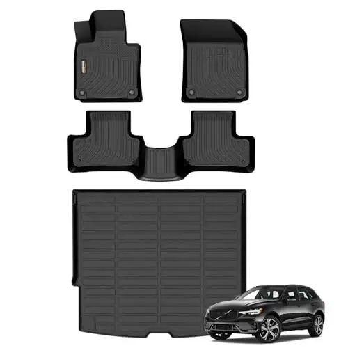 Binmotor-Floor Mats & Cargo Liner for 2018-2026 Volvo XC60 (for T5/T6, Not for Recharge/Hybrid), TPE Liners Cargo Trunk Mat for Volvo XC60 Accessories 