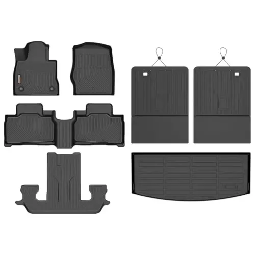 Binmotor-Floor Mats for 2020-2026 Ford Explorer 6 Seats | All Weather Waterproof Heavy Duty TPE Car Cargo Liner Seatback Cargo Set Explorer Accessories- Black 