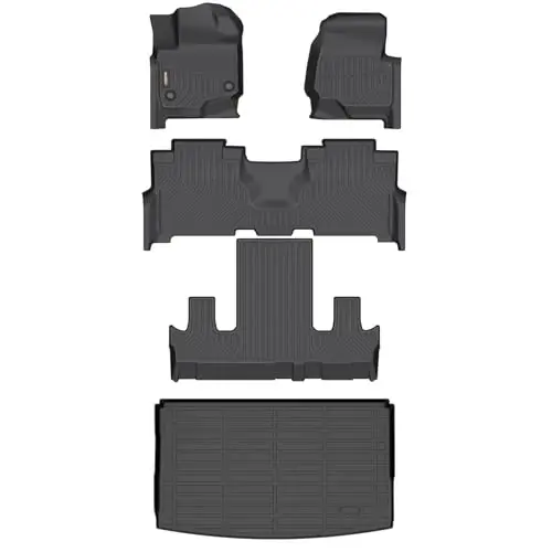 Binmotor-Floor Mats & Cargo Liner for for 2021-2024 Ford Expedition Max All Models (Only for 7 Seats with 2nd Row Bucket Seat), Expedition Max All Weather Car Mats Accessories 