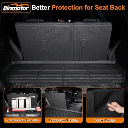 Binmotor-Floor Mats & Cargo Liner for 2021-2026 Chevrolet Tahoe/GMC Yukon (Only for 8 Seats, Not for XL), All Weather Car Mats Cargo Trunk Mat Accessories - 4