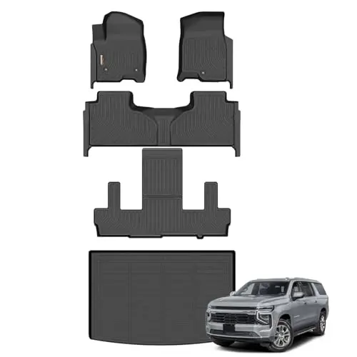 Binmotor-Floor Mats & Cargo Liner for 2021-2026 Chevy Suburban/GMC Yukon XL-7Seater (with 2nd Row Bucket Seat), All Weather Car Floor Mats Accessories for GMC Yukon XL - 1