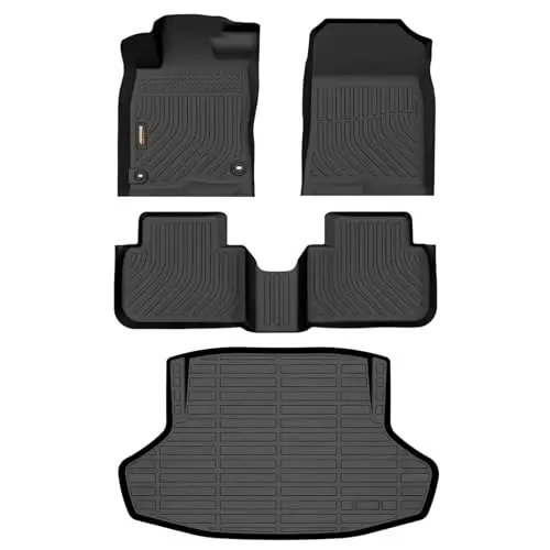 Binmotor-Floor Mats & Cargo Liner for 2022-2026 2027 Honda Civic Sedan Gas Models, Sport, LX, EX,Touring (2nd Row with USB Ports), All Weather Car Floor Mats for Honda Civic Accessories 