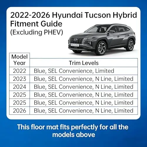 Binmotor-Floor Mats & Cargo Liner for 2022-2026 Hyundai Tucson Hybrid, All Weather Car Floor Mats, Cargo Trunk Mat Floor Liners Accessories - 2