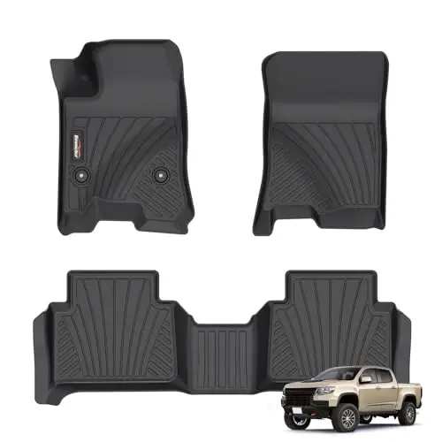Binmotor-Floor Mats for 2023-2025 2026 Chevy Colorado Crew Cab/GMC Canyon, TPE All Weather Protection Heavy Duty Floor Liners for Chevy Colorado-Black 