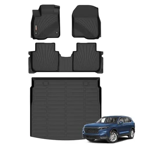 Binmotor-Floor Mats & Upper Cargo Liner for 2023-2026 Honda CRV Gas/Hybrid | All Weather Car Mats Floor Liners Cargo Trunk Mat for Honda CR-V Hybrid Accessories - 1